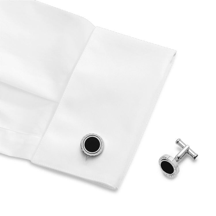 Montblanc Meisterstuck Onyx Inlay Stainless Steel Round Cufflinks-116664