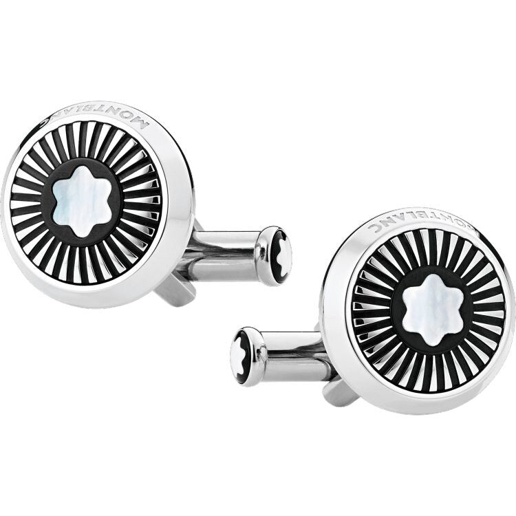 Montblanc Iconic Round Star Cufflinks Mother Of Pearl Rays-123809