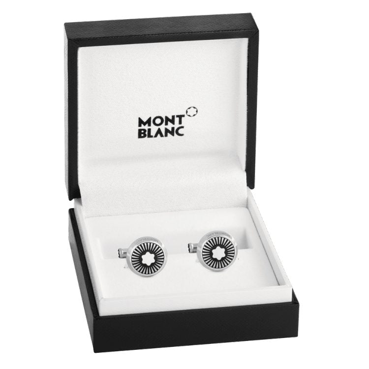 Montblanc Iconic Round Star Cufflinks Mother Of Pearl Rays-123809