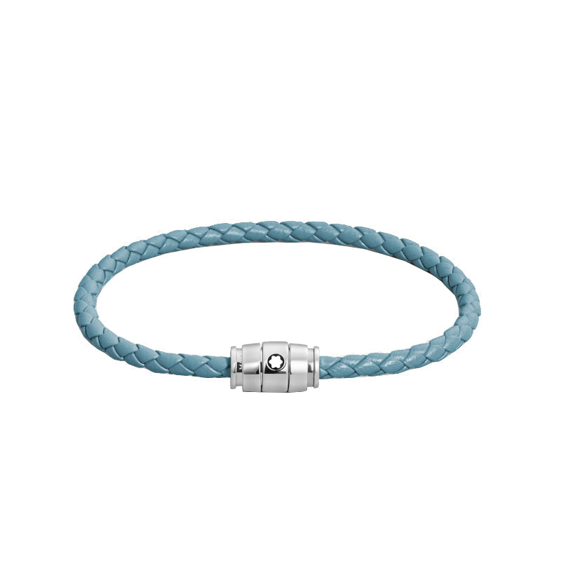 Montblanc Leather Bracelet Smoky Blue-13429360