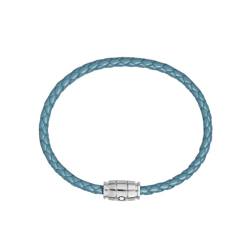 Montblanc Leather Bracelet Smoky Blue-13429360