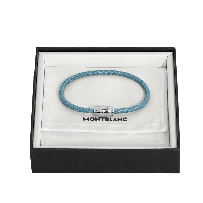 Montblanc Leather Bracelet Smoky Blue-13429360