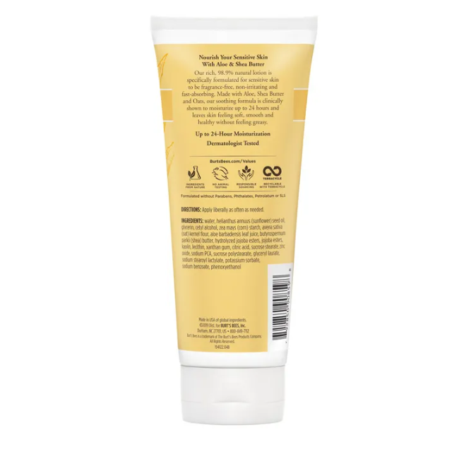 Burts Bees Body Lotion Aloe & Shea Butter Sensitive 170g (6.Oz)