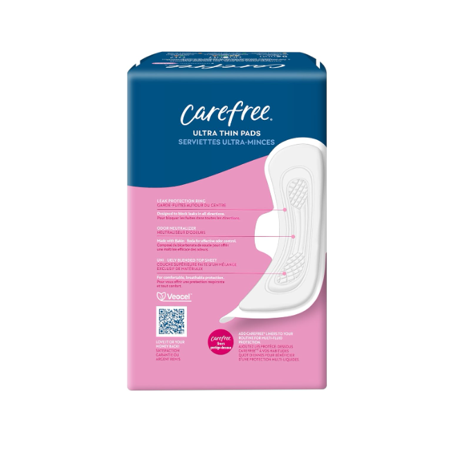 Carefree Ultra Thin Super/Long Pads with Wings -28 Pads