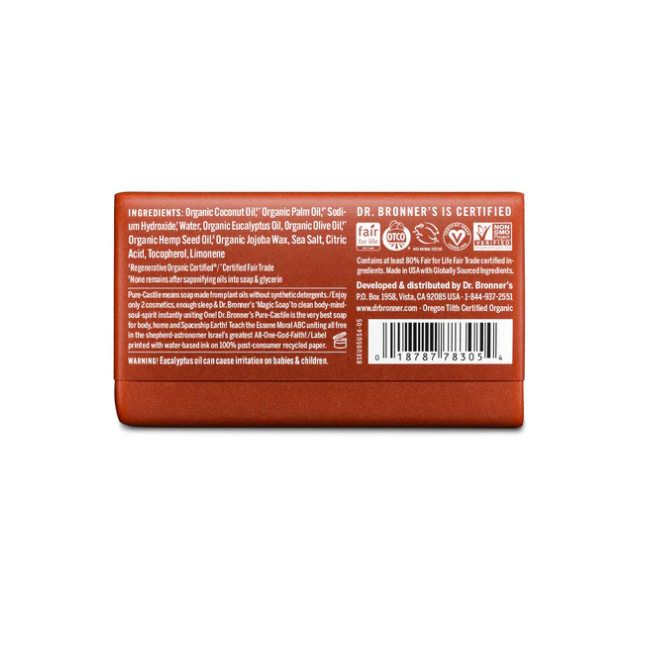 Dr. Bronner's Eucalyptus Pure Castile Bar Soap 140g