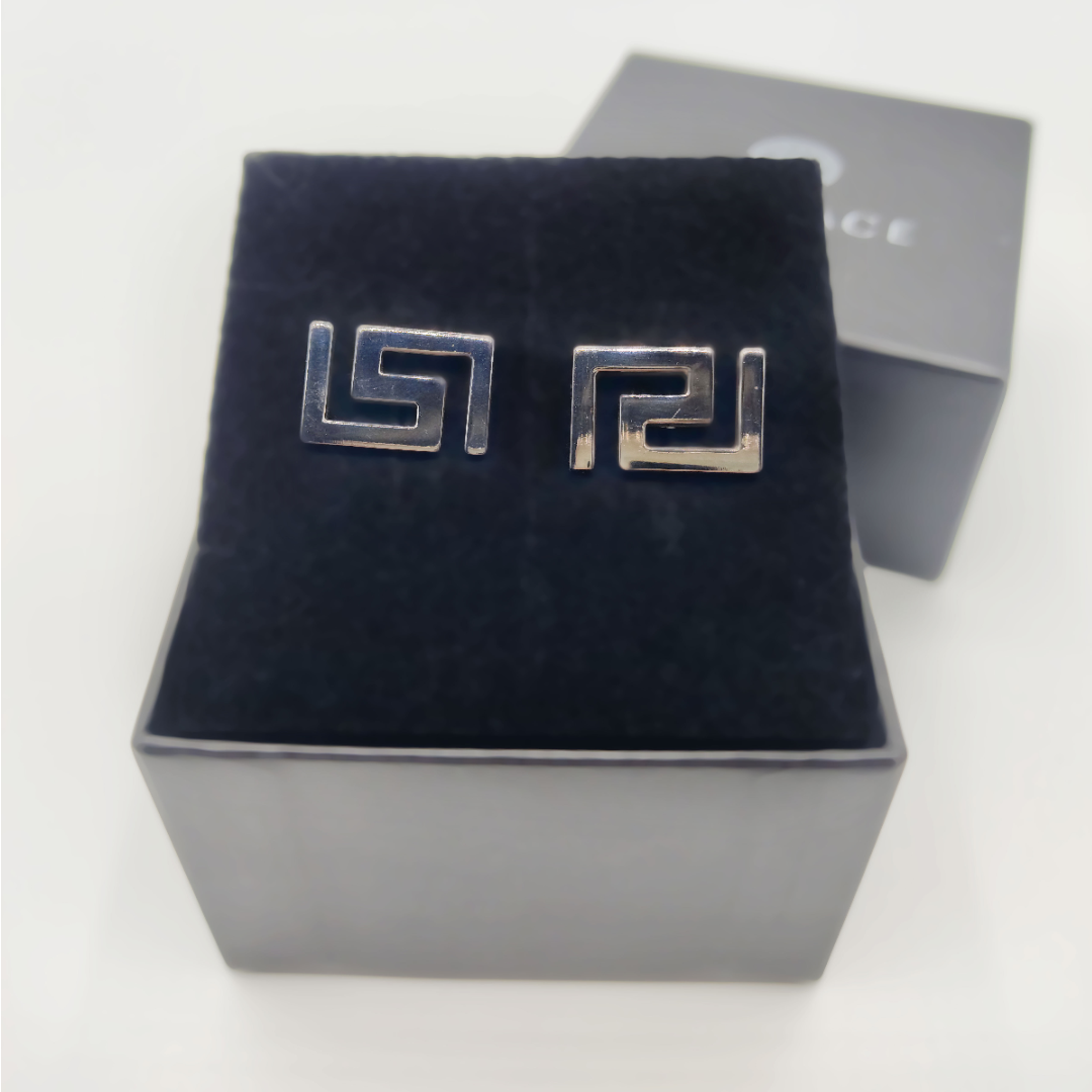 Versace Cufflink Plain Greca Silver (Y) - Shams Shopping Centre Versace  