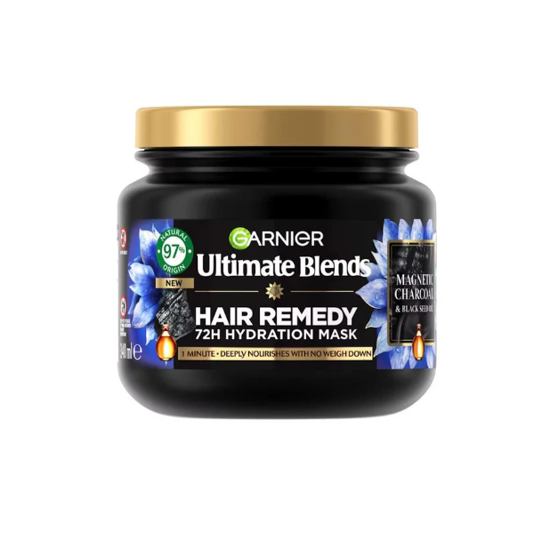 Garnier Ultimate Blends Charcoaln & Black seed Oil Hair Remedy Smoothing Mask 340ml