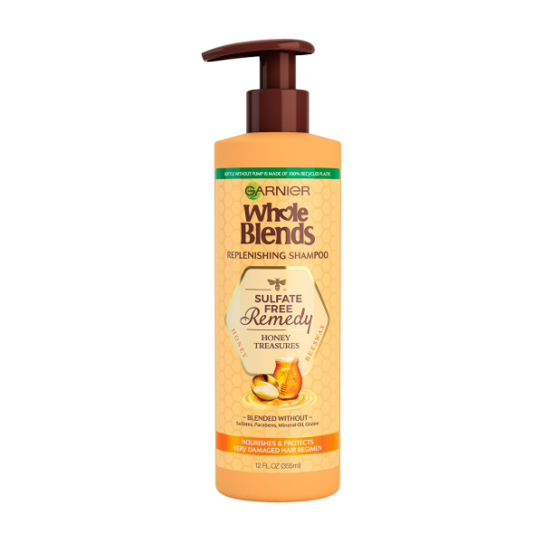 Garnier Whole Blends Replenishing Shampoo Sulfate Free Remedy Honey Treasures 12 FL OZ 355ml