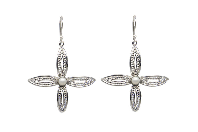AMNA Granulation Flowers with Pearl Jewelry ASJ-E30