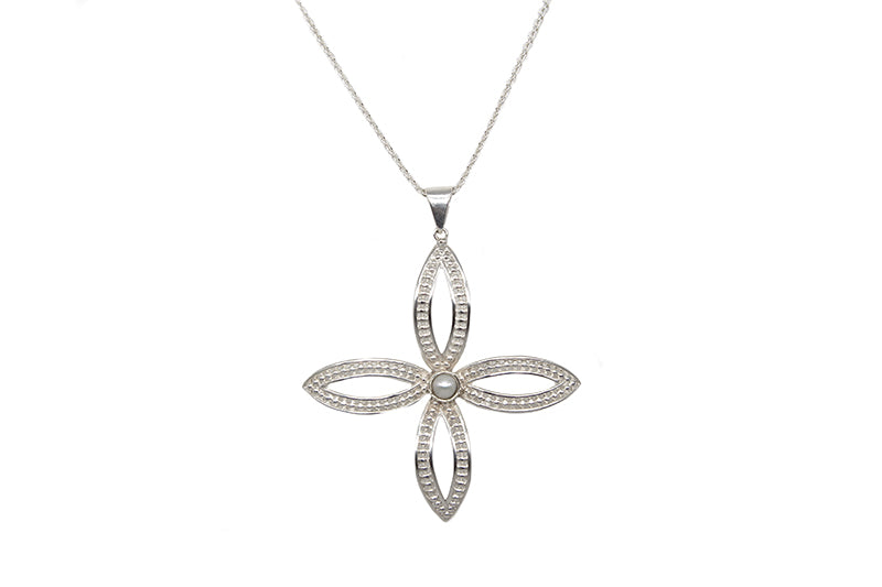 AMNA Granulation Flower with Pearl Jewelry ASJ-N17