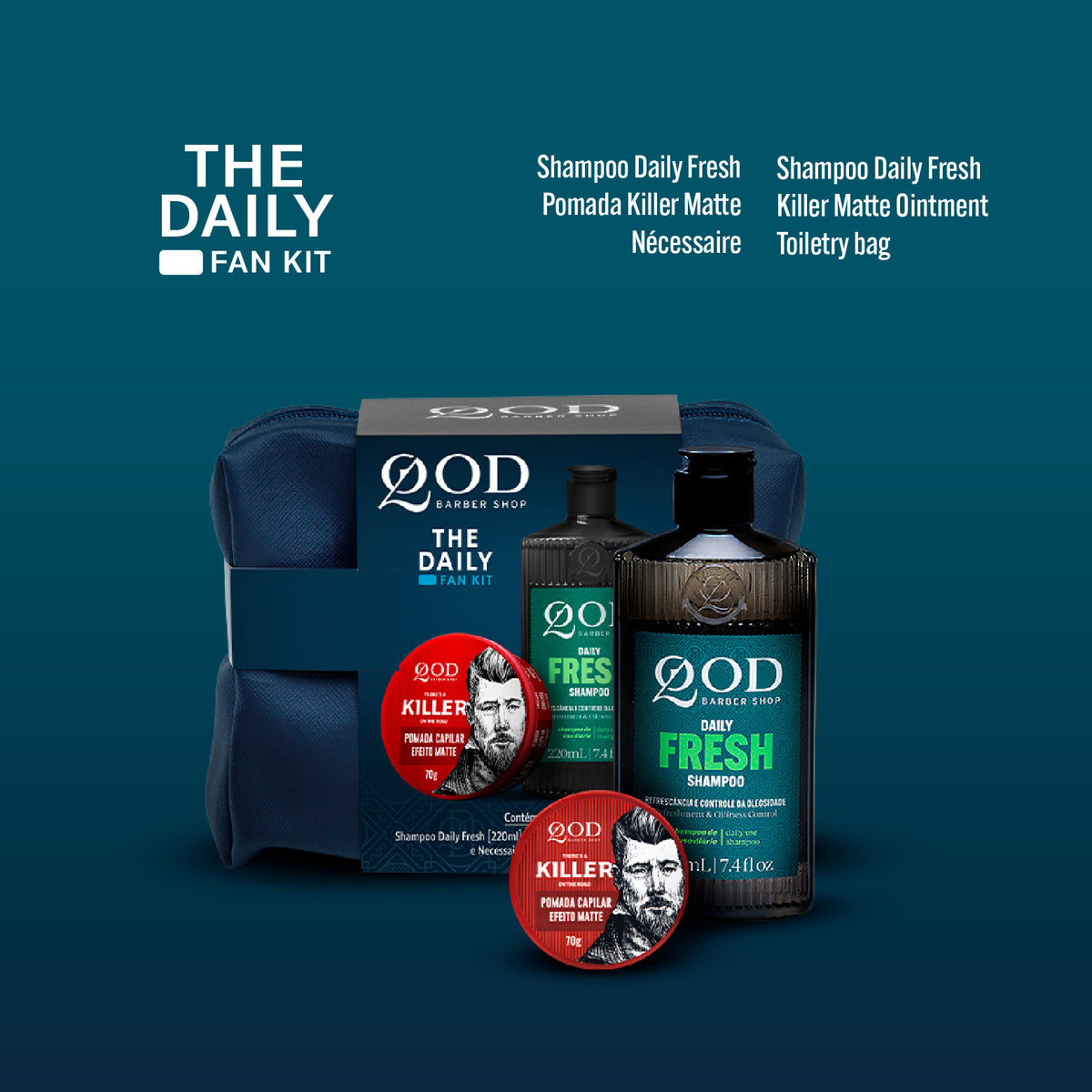 QOD Barber Shop The Daily Daily Fresh Shampoo Fan Kit 220ml+70g