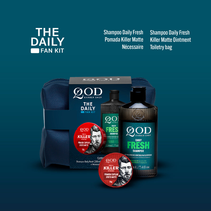 QOD Barber Shop The Daily Daily Fresh Shampoo Fan Kit 220ml+70g