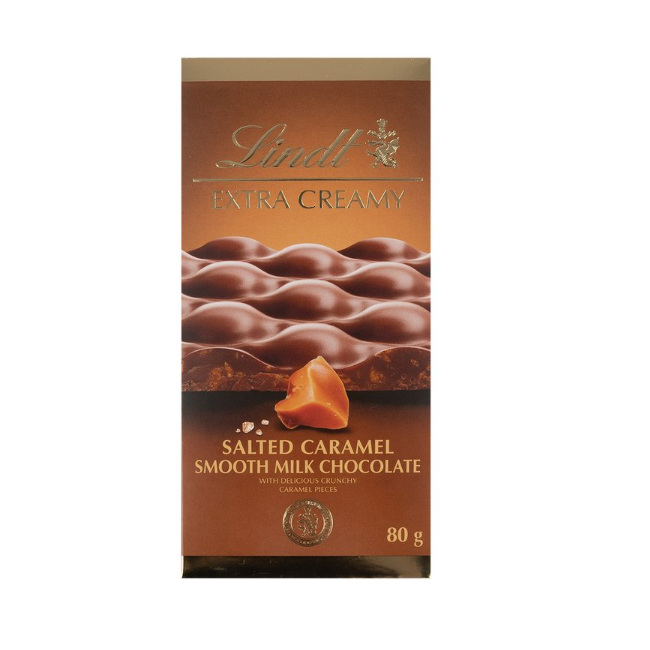 Lindt Extra Creamy Salted Caramel Milk Chocolate Bar 80g