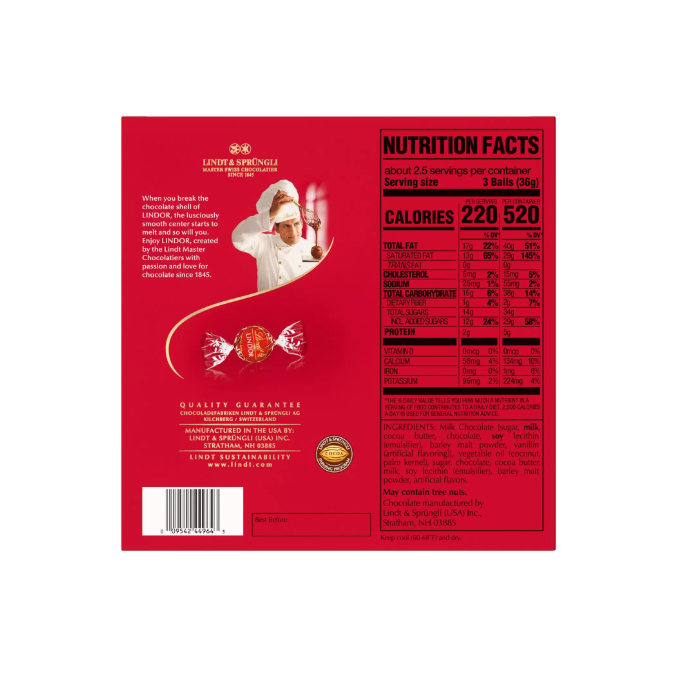 Lindt Lindor Irresistibly Smooth 7 Milk Chocolate Tuffles Gift Box 84g