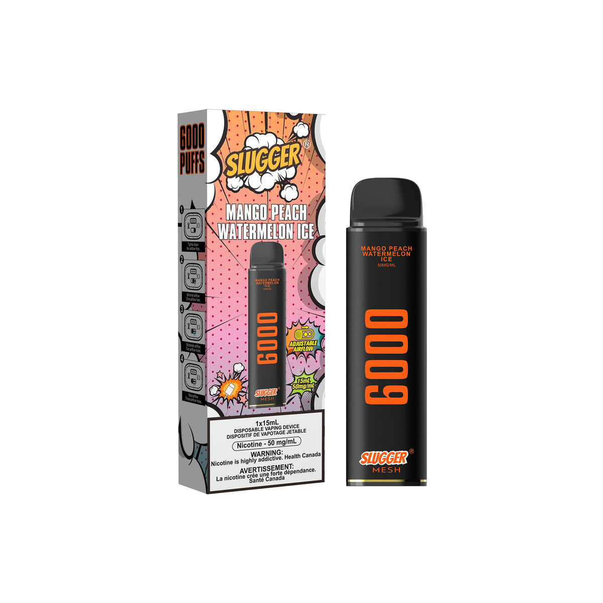 Slugger Disposable 5% Mango Peach Watermelon Ice 6000 Puffs