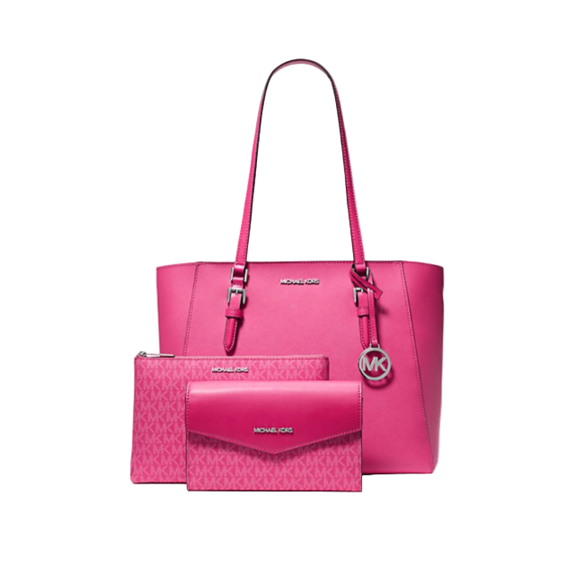 Michael Kors Large Leather 3in1 Tote Crossbody Handbag-Dragonfruit