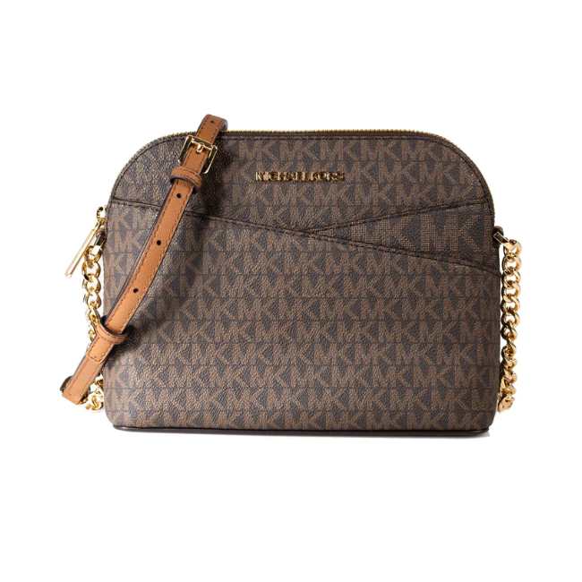 Michael Kors Jet Set Medium Crossbody Leather Handbag-Brown