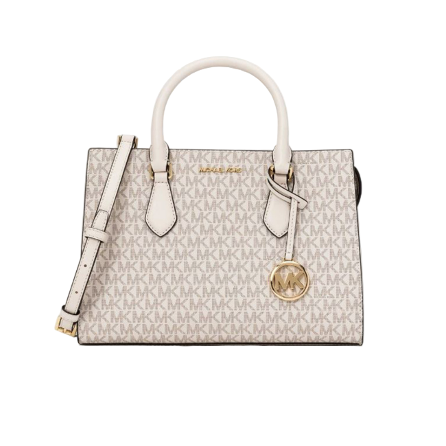 Michael Kors Sheila MD Center Zip Satchel Bag Light Cream