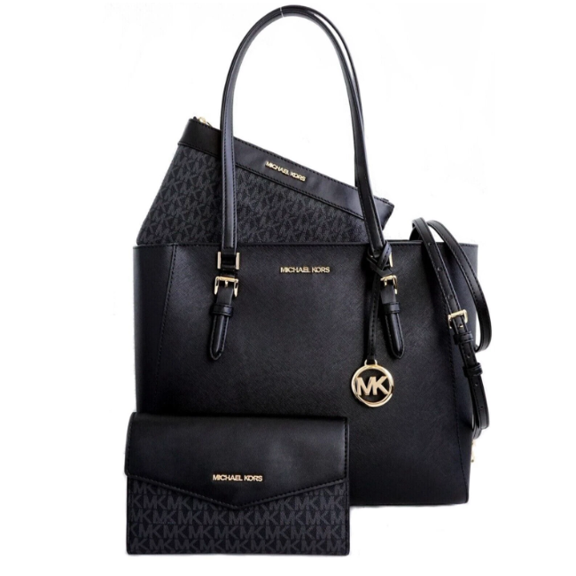 Michael Kors Large Leather 3in1 Tote Crossbody Handbag Black