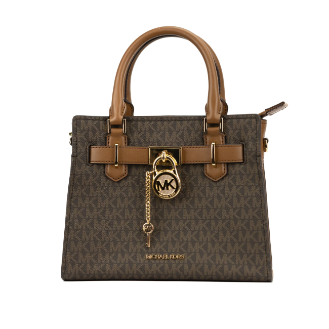 Michael Kors Hamilton Satchel Small Crossbody Leather Bag-Brown