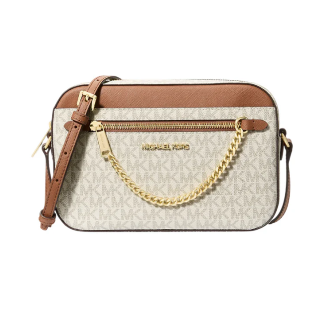Michael Kors Jet Set East West Crossbody Bag-Vanilla/Brown