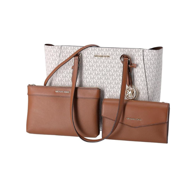 Michael Kors Large Leather 3in1 Tote Crossbody Handbag-Vanilla