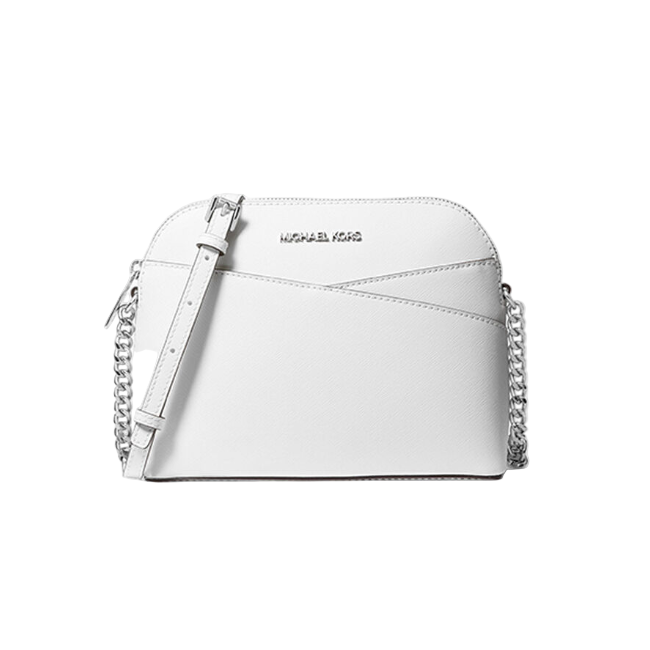 Michael Kors Women Leather Medium Dome Crossbody Bag-Optic White