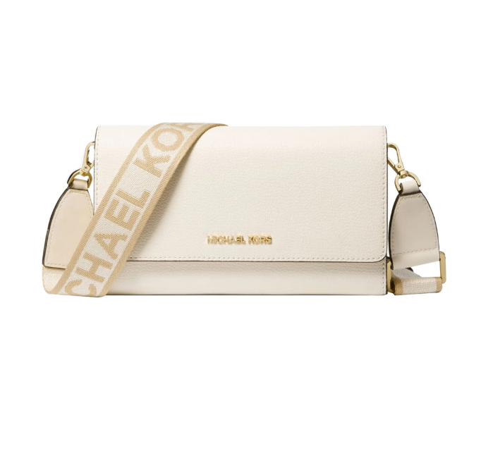 Michael Kors Jet Set Large Leather Crossbody Bag Light Cream