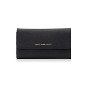Michael Kors Jet Set Travel Large Trifold Wallet Leather Black