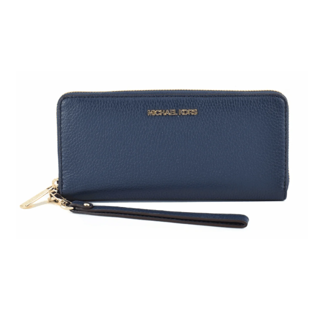 Michael Kors Continental Long Zip Around Wristlet Wallet-Navy