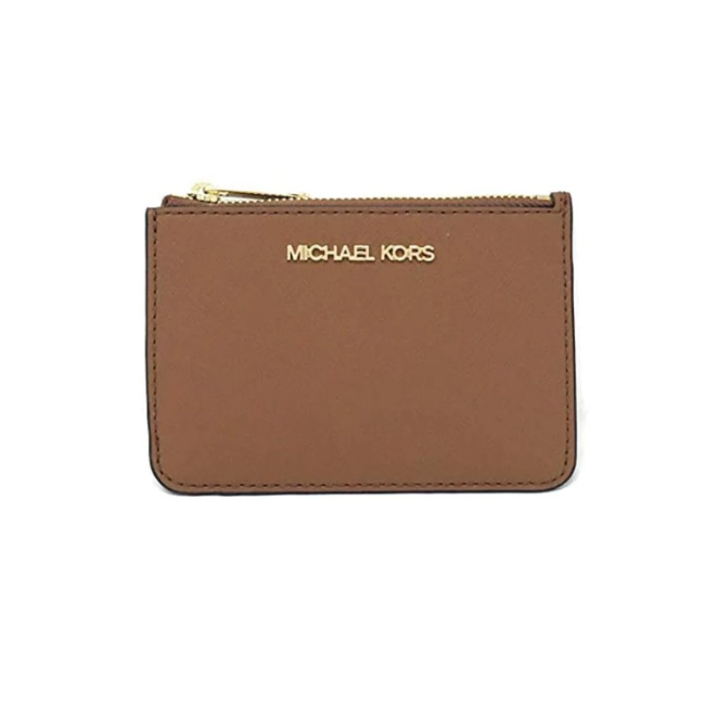 Michael Kors Jet Set Travel Leather Wallet Brown Card Holder