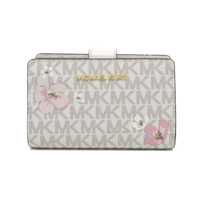 Michael Kors Jet Set Bifold Zip Coin Wallet-Light Cream