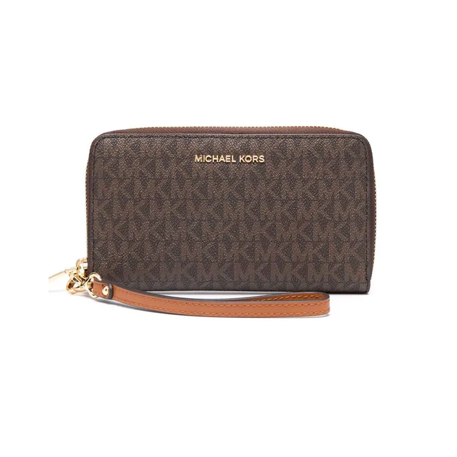 Michael Kors Jet Set Travel Continental Wallet Wristlet-Brown