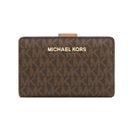 Michael Kors Jet Set Travel Medium Bifold Zip Coin Wallet-Brown