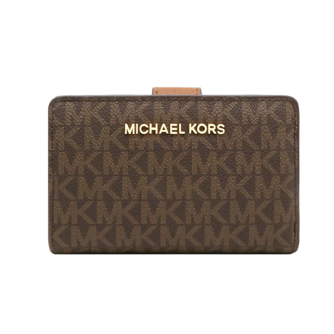 Michael Kors Jet Set Travel Medium Bifold Zip Coin Wallet-Brown