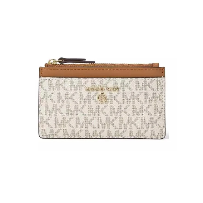 Michael Kors Jet Set Travel Top Zip Card Case /Wallet Vanilla