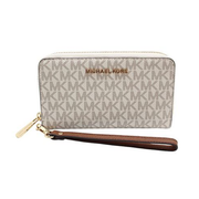 Michael Kors Jet Set Travel Large Flat Wristlet (Vanilla/Dark Acorn)