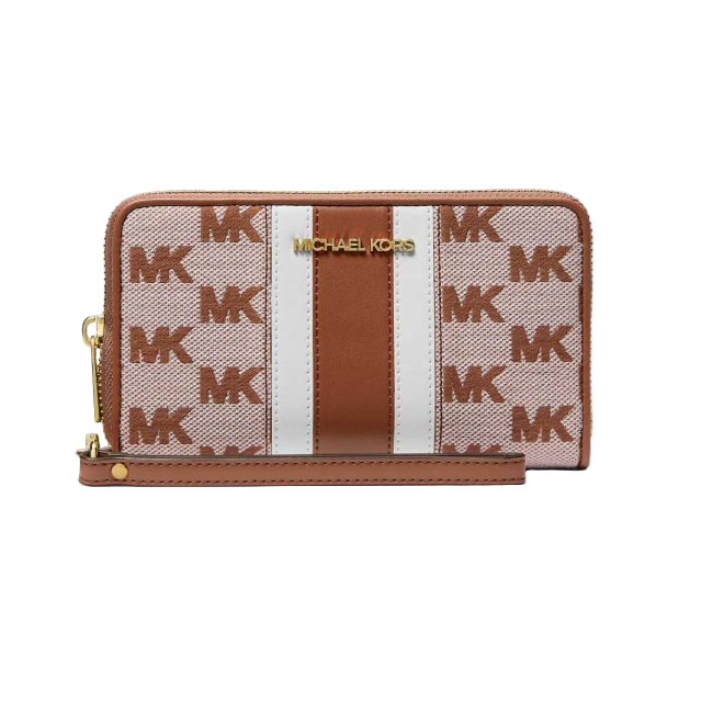 Michael Kors Jet Set Large Striped Logo Jacquard Wristlet