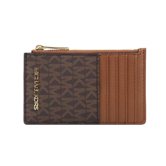 Michael Kors Jet Set Travel Top Zip Card Case /Wallet Brown