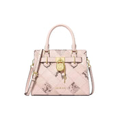 Michael Kors Hamilton Small Patchwork & Snake Embossed Satchel Purse Bag-Pink