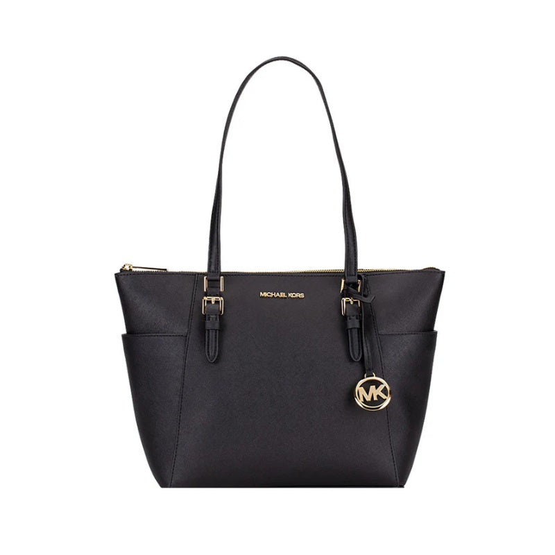 Michael Kors Charlotte Ciara Large Zip Tote Shoulder Bag-Black