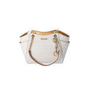Michael Kors Large Chain Mk Signature Tote Handbag Bag-Vanilla