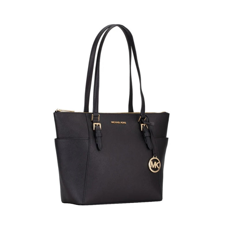 Michael Kors Charlotte Ciara Large Zip Tote Shoulder Bag-Black