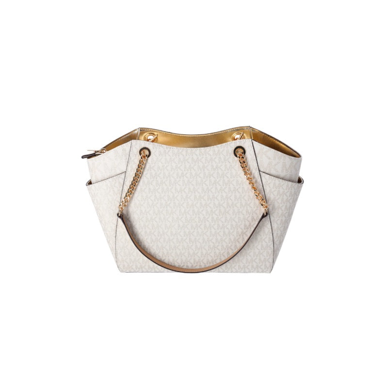 Michael Kors Large Chain Mk Signature Tote Handbag Bag-Vanilla
