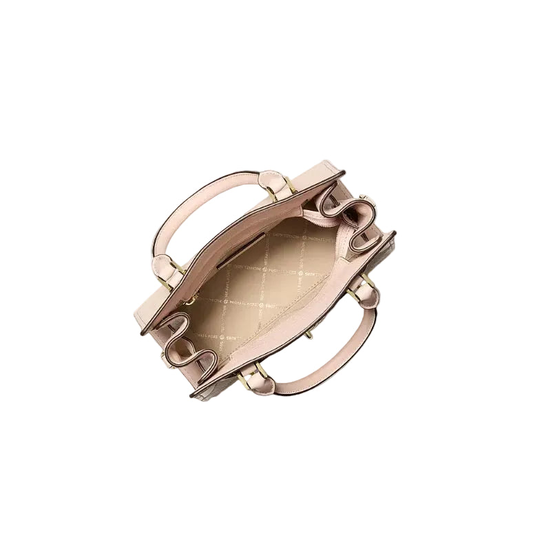 Michael Kors Hamilton Small Patchwork & Snake Embossed Satchel Purse Bag-Pink