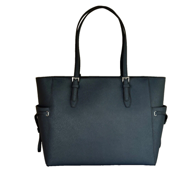 Michael Kors Gilly Large Leather Tote Shoulder Bag-Navy