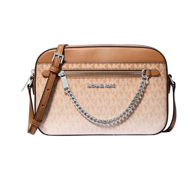 Michael Kors Jet Set Crossbody Bag with Zip Chain Strap-Husk