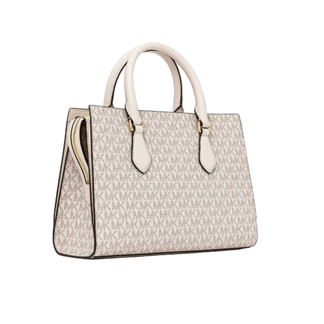 Michael Kors Sheila MD Center Zip Satchel Bag Light Cream