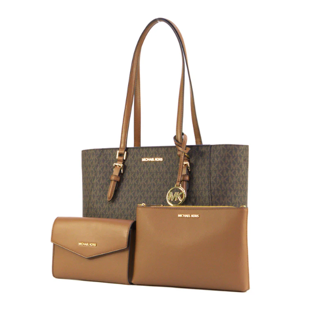 Michael Kors Charlotte Large Leather 3in1 Tote with Crossbody Handbag