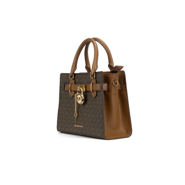 Michael Kors Hamilton Satchel Small Crossbody Leather Bag-Brown